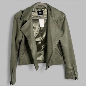 KUT from the Kloth-Jackie Moto Jacket-size Medium-Celery-NWT-retails $129
